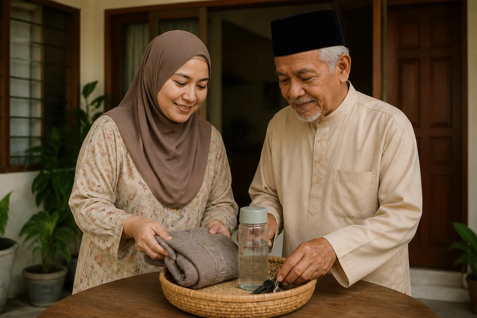 Keluarga Malaysia melakukan aktiviti harian yang praktikal