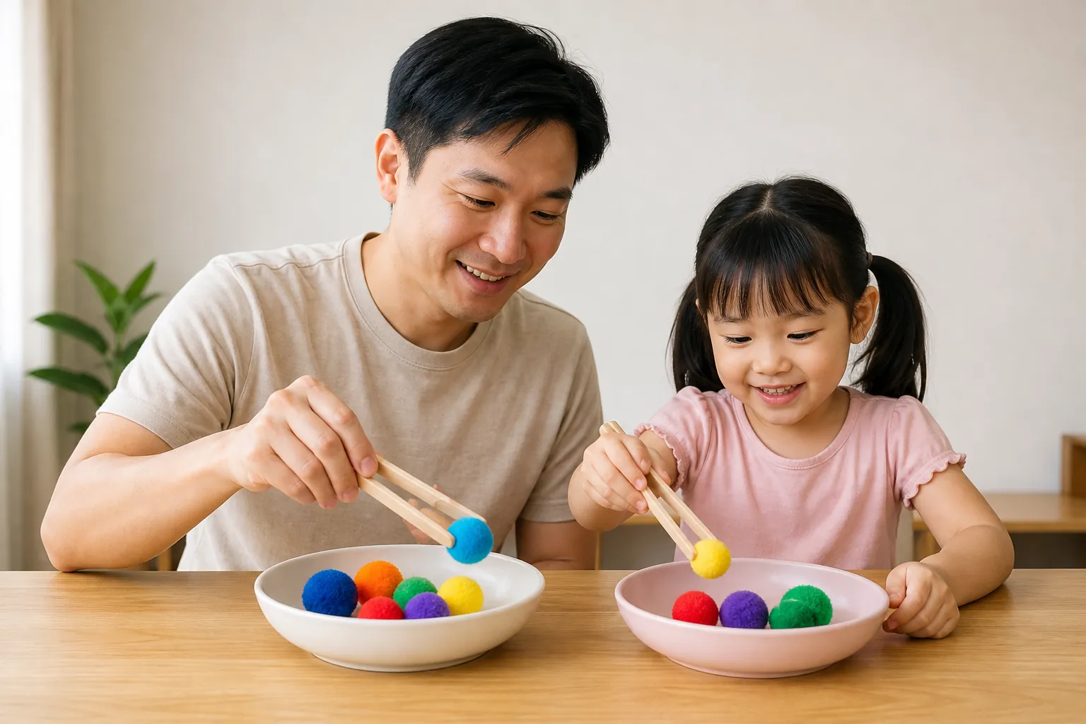A Malaysian child completing a fine-motor activity