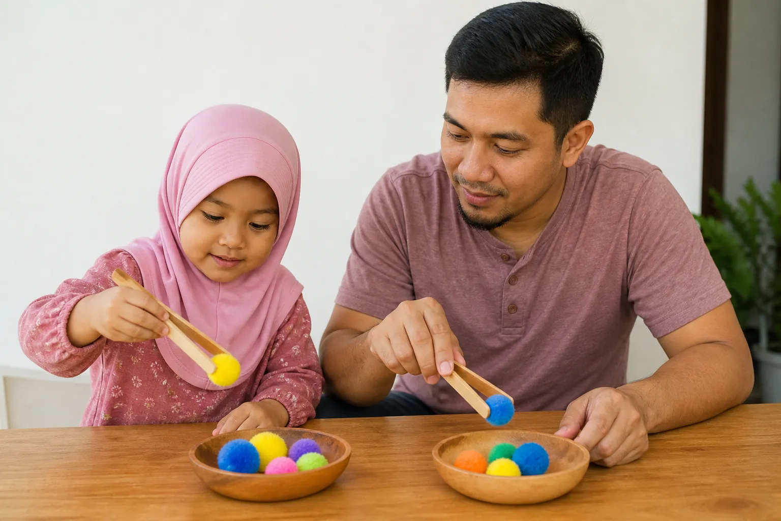Kanak-kanak Malaysia melakukan aktiviti motor halus