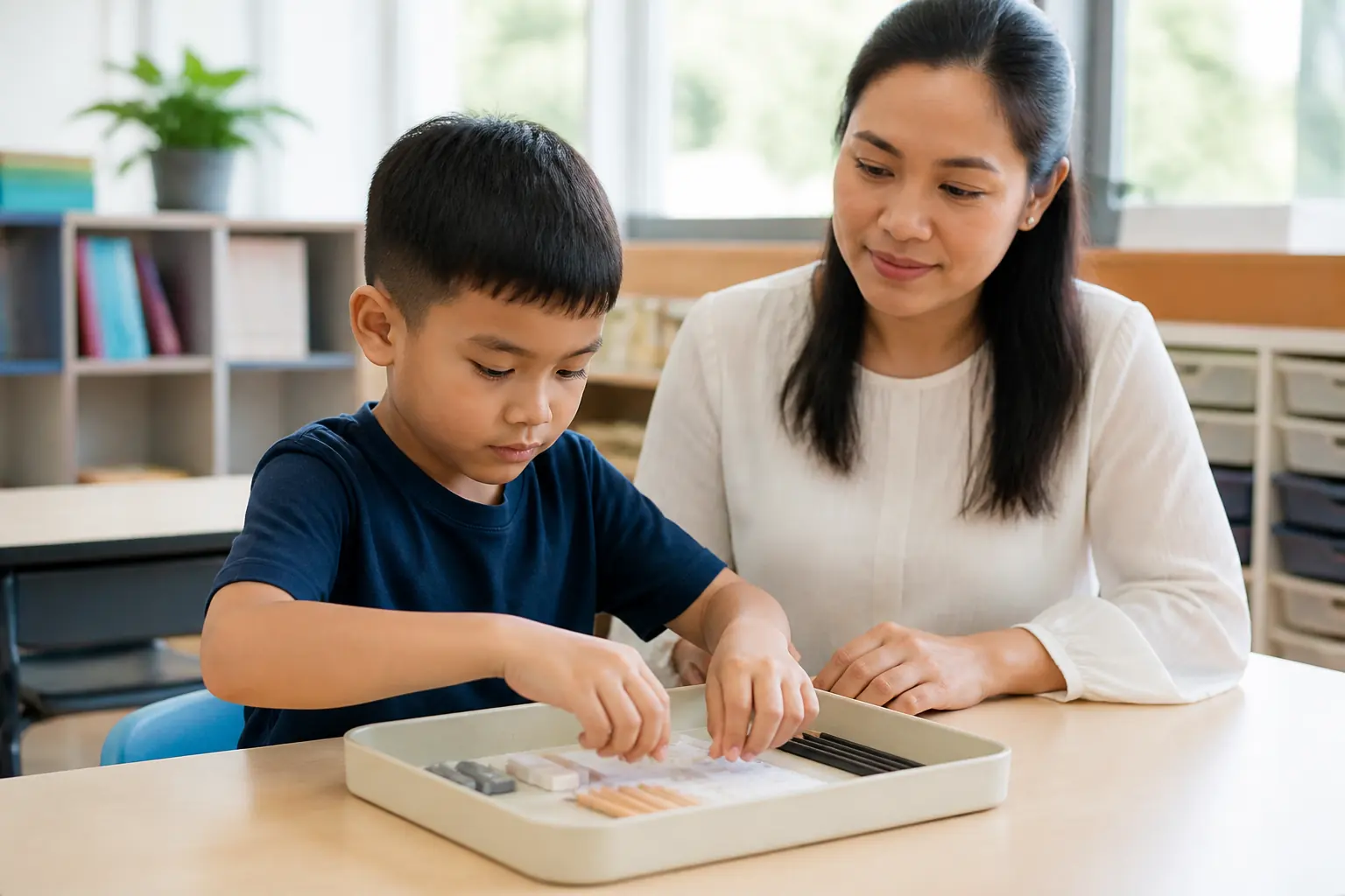 A Malaysian pupil taking part in a classroom task