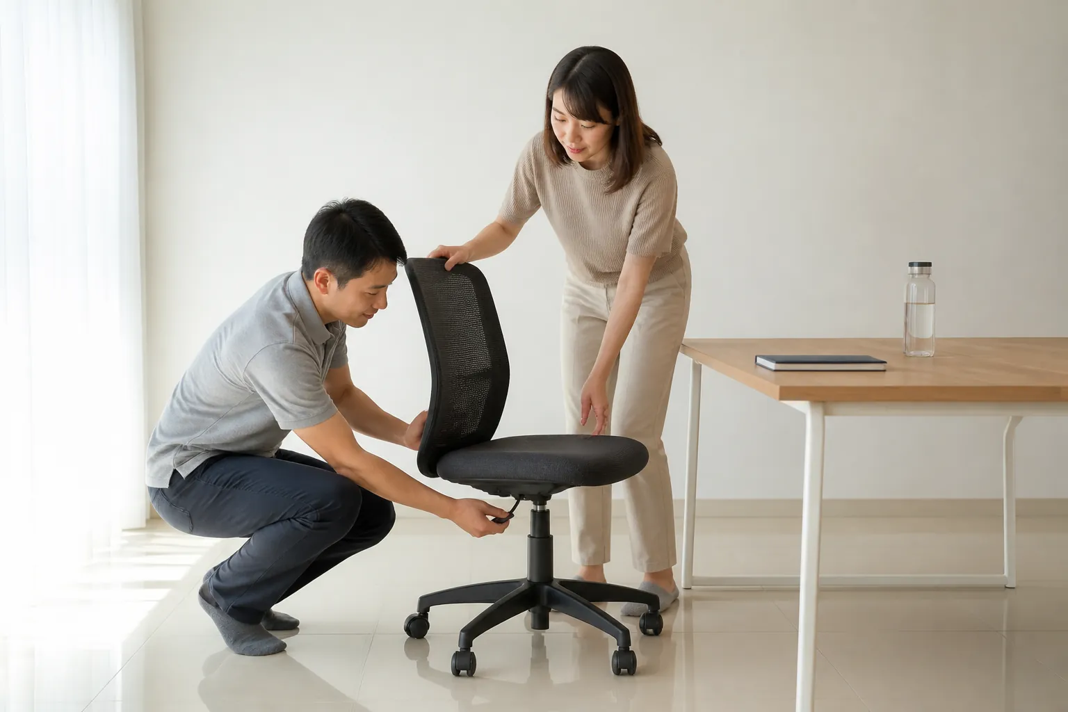 A Malaysian office worker improving a desk setup
