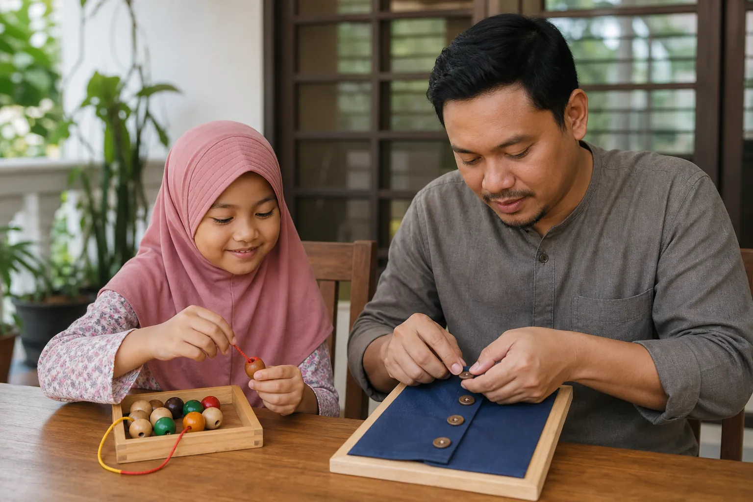 Orang dewasa Malaysia mempraktikkan aktiviti harian bersama semasa sesi sokongan terapi cara kerja