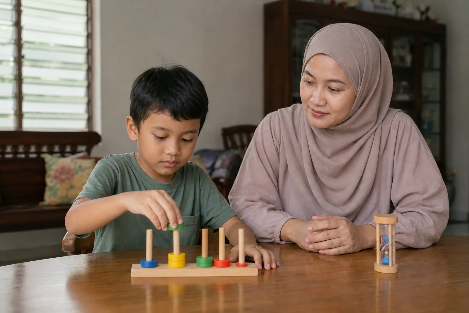 Kanak-kanak Malaysia melakukan aktiviti motor halus