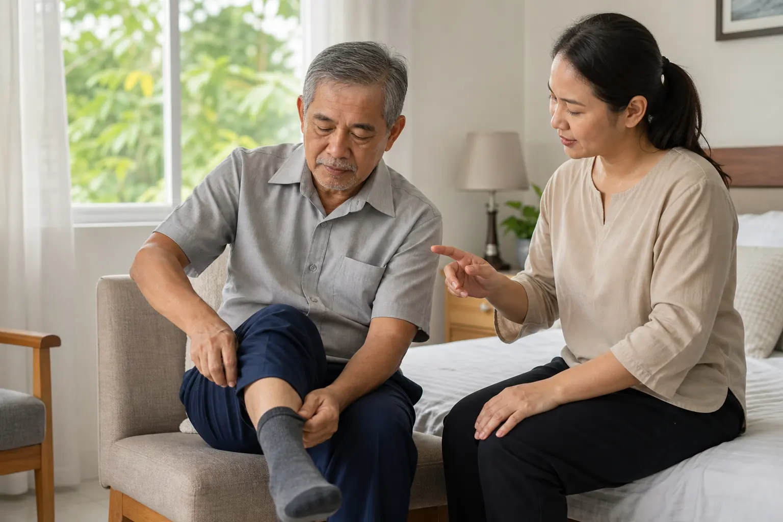 An older Malaysian adult practising a useful home activity