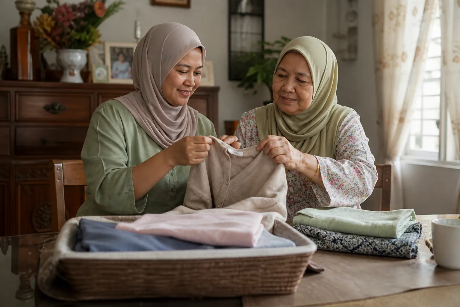 Warga emas Malaysia melakukan aktiviti harian yang praktikal