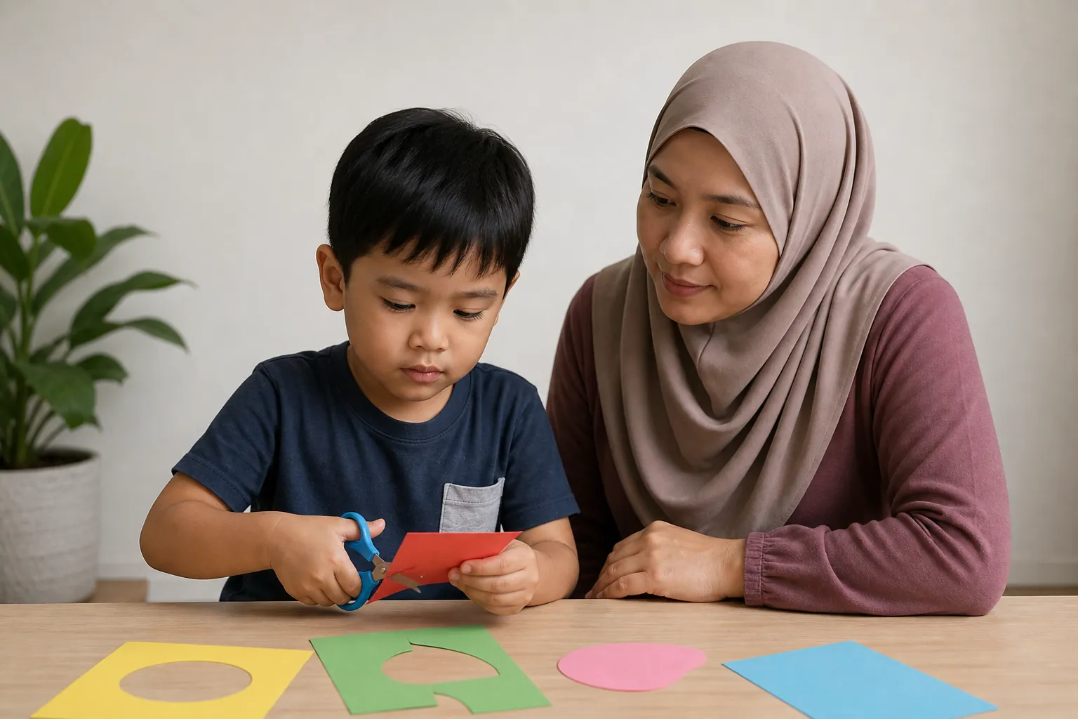 Kanak-kanak Malaysia menyertai aktiviti di dalam kelas