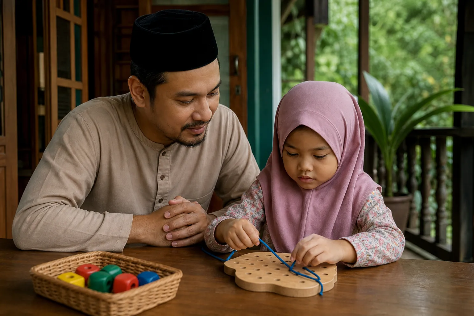 Kanak-kanak Malaysia melakukan aktiviti motor halus