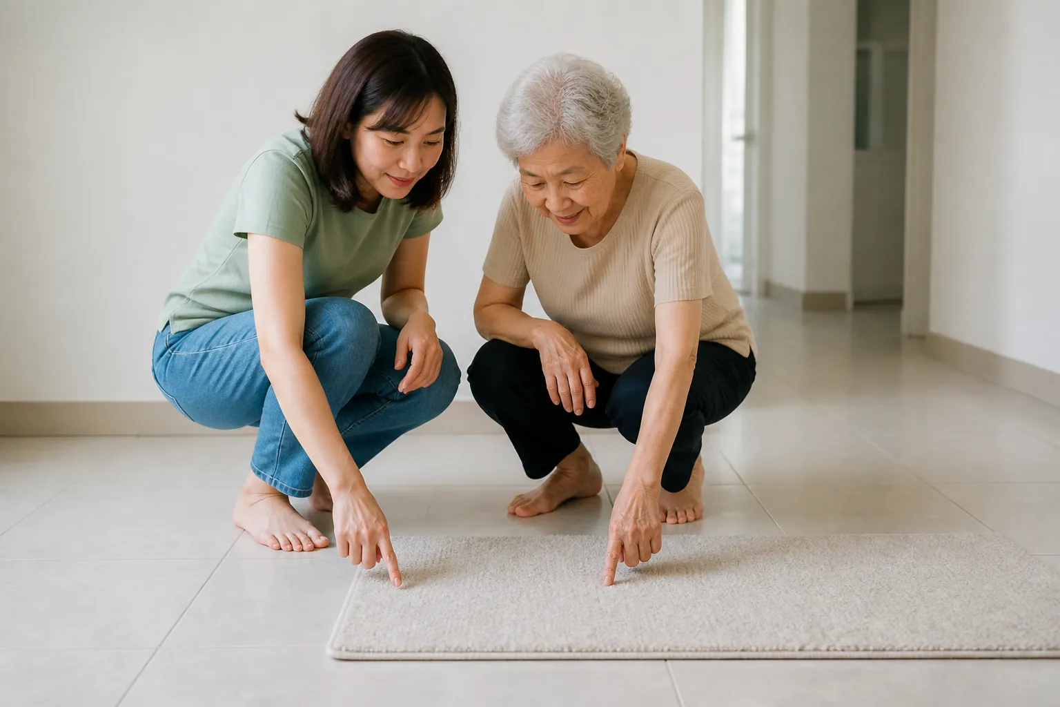 A Malaysian family reviewing safe movement at home