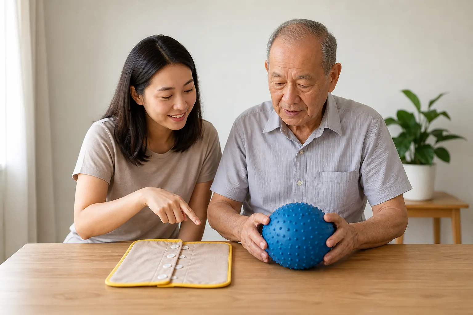 A Malaysian adult comparing support for movement and daily activities